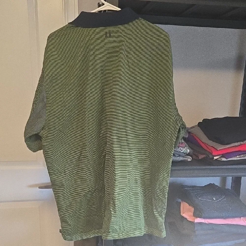 Greg Norman Green and Blue Striped Polo Shirt XXL